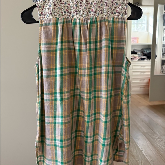Denim & Supply Ralph Lauren Plaid Sleeveless Top - Green and Yellow - Picture 3 of 5